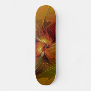 Abstract rood Oranje bruin groen fractal art Persoonlijk Skateboard