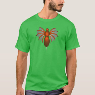 Abstract rood-oranje vleermuiswezen grafisch t-shirt