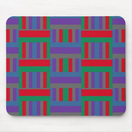 Abstract rood Paars en groen lijnpatroon op grijs Muismat (Voorkant)