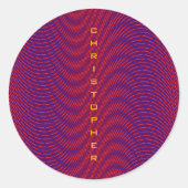 Abstract rood paars levendig patroon modern maatwe ronde sticker (Voorkant)