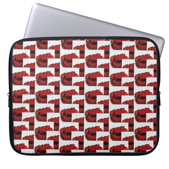 Abstract rood papaverpatroon Vibrant Cabernet Red Laptop Sleeve (Voorkant)