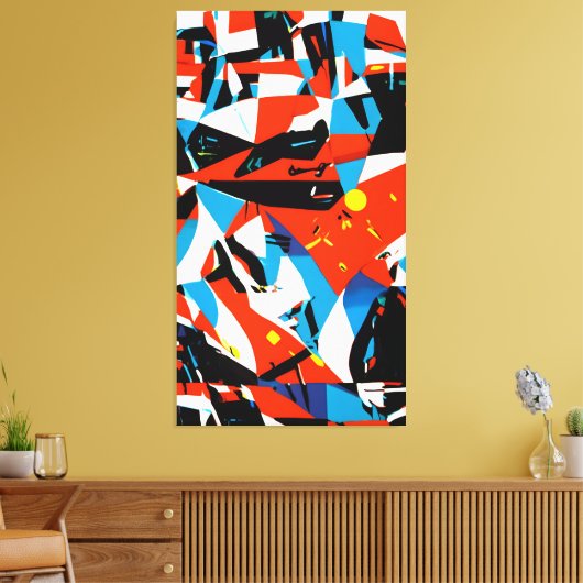 Abstract rood ritme canvas afdruk (Insitu (Woonkamer))