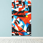 Abstract rood ritme canvas afdruk (Insitu (Houten vloer))