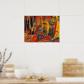 Abstract Rood Rood Rood Rood Rand Rand Poster (Keuken)