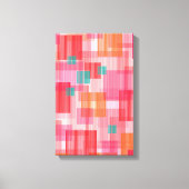 Abstract rood roze blauwgroen Geometric Squares Pa Canvas Afdruk (Voorkant)