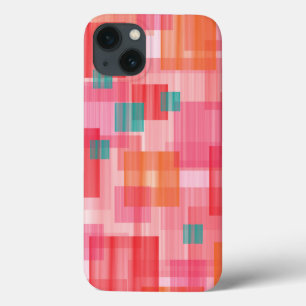 Abstract rood roze blauwgroen Geometric Squares Pa Case-Mate iPhone Case