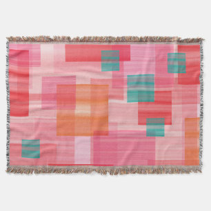 Abstract rood roze blauwgroen Geometric Squares Pa Deken