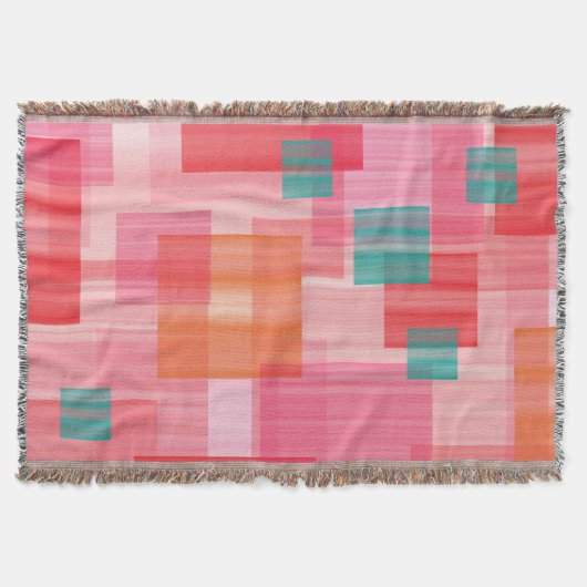 Abstract rood roze blauwgroen Geometric Squares Pa Deken (Voorkant)