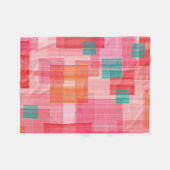 Abstract rood roze blauwgroen Geometric Squares Pa Fleece Deken (Voorkant (Horizontaal))