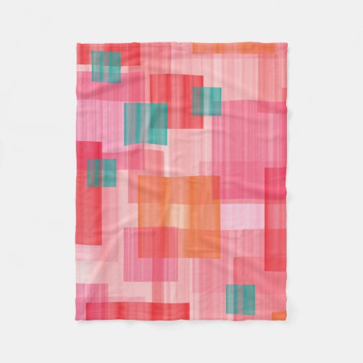 Abstract rood roze blauwgroen Geometric Squares Pa Fleece Deken (Voorkant)