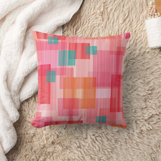 Abstract rood roze blauwgroen Geometric Squares Pa Kussen (Deken)