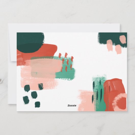 Abstract rood, roze + groen joyful multi-foto feestdagenkaart (Achterkant)