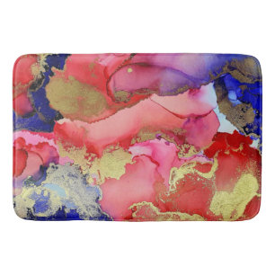 Abstract rood roze Paarse blauw goud Badmat