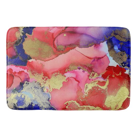 Abstract rood roze Paarse blauw goud Badmat (Voorkant)