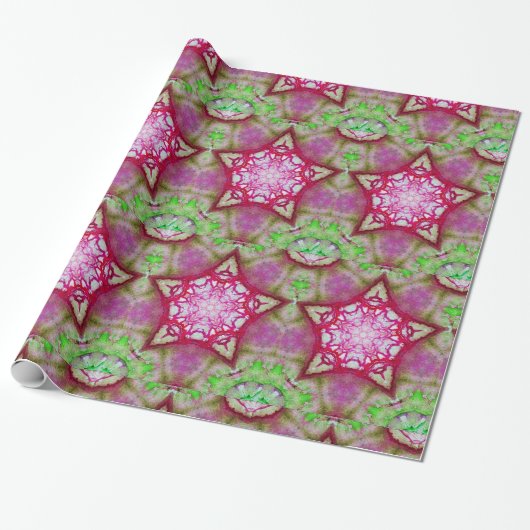 ABSTRACT ROOD ROZE PURPER FUCHSIA STER CADEAUPAPIER (Uitgerold)