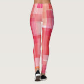 Abstract rood roze turquoise geometrisch vierkant leggings (Achterkant)