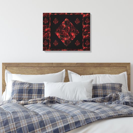 Abstract rood rozendoek 20 x 16 afdrukken (Insitu (Slaapkamer))