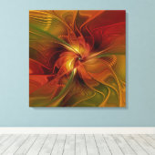 Abstract Rood Sinaasappel Bruin Groen Bloemdrielui Canvas Afdruk (Insitu (Houten vloer))