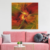 Abstract Rood Sinaasappel Bruin Groen Bloemdrielui Canvas Afdruk (Insitu (Woonkamer))