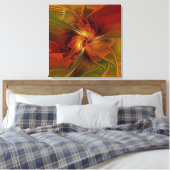 Abstract Rood Sinaasappel Bruin Groen Bloemdrielui Canvas Afdruk (Insitu (Slaapkamer))