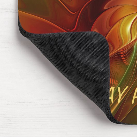 Abstract Rood Sinaasappel Bruin Groen Fractal Art  Muismat (Hoek)