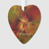 Abstract Rood Sinaasappel Bruin Groen Fractal Art Ornament (voorkant)