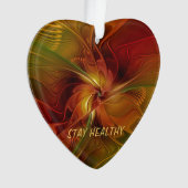 Abstract Rood Sinaasappel Bruin Groen Fractal Art Ornament (voorkant)