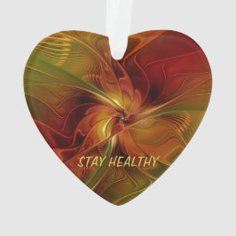 Abstract Rood Sinaasappel Bruin Groen Fractal Art  Ornament