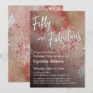 Abstract Rood Waterverf Glitter Vijftig en Fantast Kaart