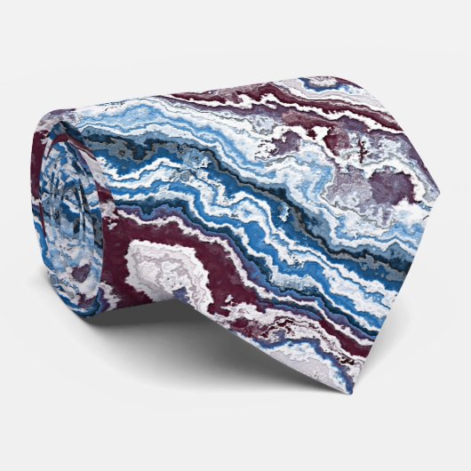 Abstract Rood Wit Blau Mineralen Agaat Patroon Stropdas (Opgerold)