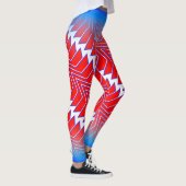 Abstract rood wit blauw patroon met jouw naam leggings (Rechts)