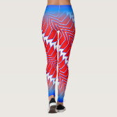Abstract rood wit blauw patroon met jouw naam leggings (Achterkant)