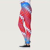 Abstract rood wit blauw patroon met jouw naam leggings (Links)