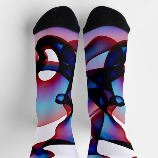 Abstract rood wit en blauw 2 sokken (Top)