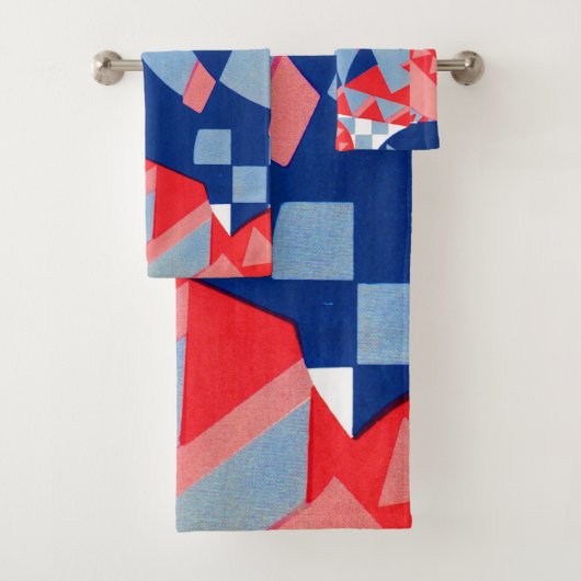 abstract rood wit en blauw afdruknr. 1 bad handdoek (Insitu)