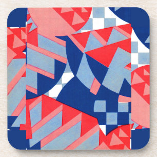 abstract rood wit en blauw afdruknr. 1 bier onderzetter