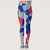 abstract rood wit en blauw afdruknr. 1 leggings (Voorkant)