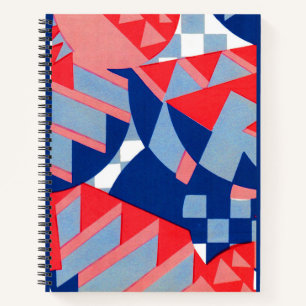abstract rood wit en blauw afdruknr. 1 notitieboek