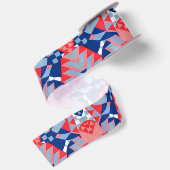 abstract rood wit en blauw afdruknr. 1 satijnen lint (Achterkant)