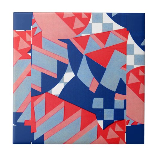 abstract rood wit en blauw afdruknr. 1 tegeltje (Voorkant)