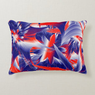 Abstract Rood Wit en Blauw Decoratief Kussen