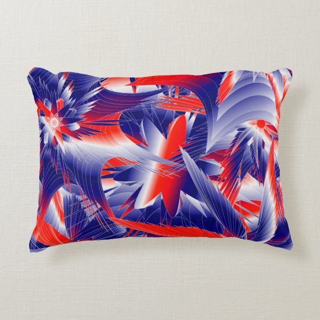 Abstract Rood Wit en Blauw Decoratief Kussen (Voorkant)