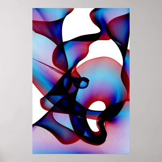 Abstract rood wit en blauw poster (Voorkant)