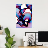 Abstract rood wit en blauw poster (Thuiskantoor)