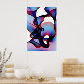 Abstract rood wit en blauw poster (Keuken)