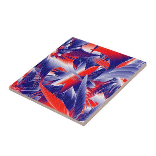 Abstract rood wit en blauw tegeltje (Zijkant)