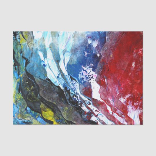 Abstract rood wit en blauw weefselpapier tissuepapier (Voorkant)