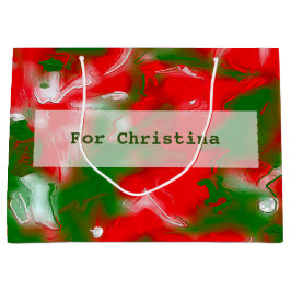 Abstract rood, wit en groen groot cadeauzakje