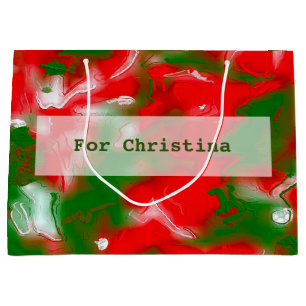 Abstract rood, wit en groen groot cadeauzakje