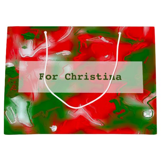 Abstract rood, wit en groen groot cadeauzakje (Voorkant)